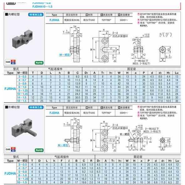 浮动接头　简易连接型 气缸连接件·固定座组件 FJRHA FJDHA