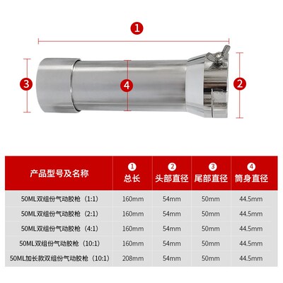 高品质金属胶枪/气缸双杆胶枪/气动50MLAB气动胶枪手电筒 多规格