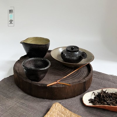 醉青堂 归也器古朴南蛮烧薄胎茶具侧把壶黑釉简约茶壶日式风