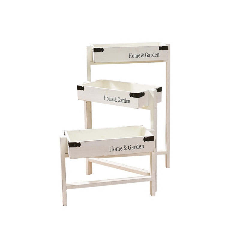 田园做旧花架客厅室内多层木质阳台落地式阶梯多功能植物花架摆件