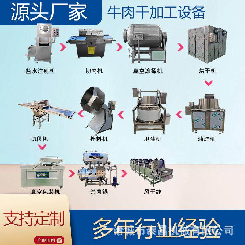 四川风干牦牛肉干设备牛肉干自动化生产线油炸牛肉干制作流水线