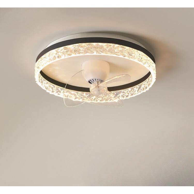 风扇灯卧室2026新款儿童主卧灯法式轻奢水晶吸顶灯摇头一体吊扇灯