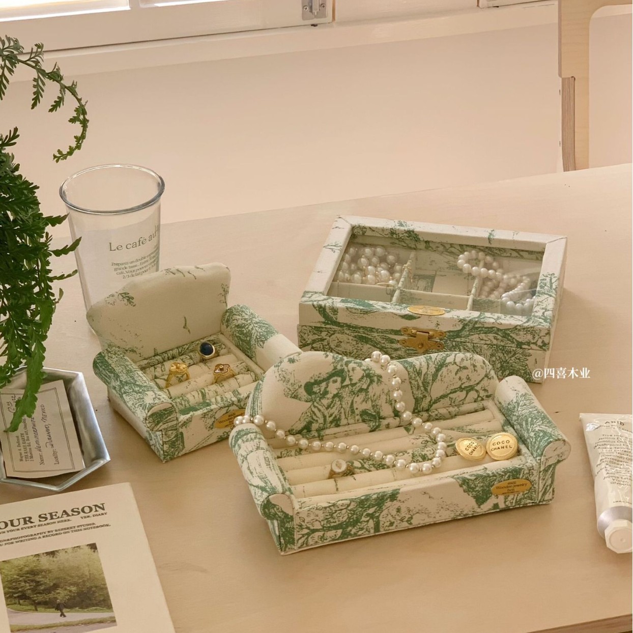 布艺法式饰品陈列首饰展示陈列复古首饰盒饰品盒迷你沙发摆件