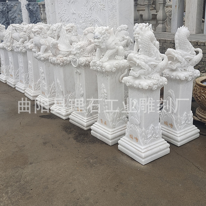 石雕螭吻大理石汉白玉龙生九子雕塑摆件狻猊霸下狴犴负屃神兽动物