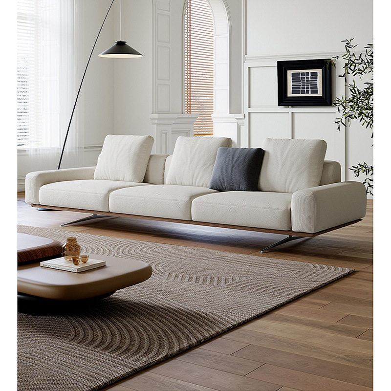 意式极简直排棉麻布艺方块沙发客厅小户型别墅高档北欧简约大平层