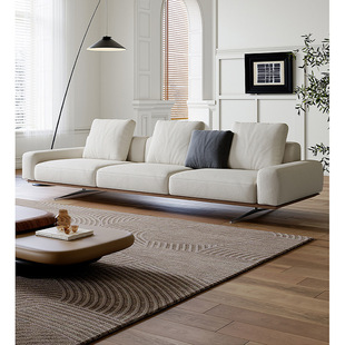意式极简直排棉麻布艺方块沙发客厅小户型别墅高档北欧简约大平层