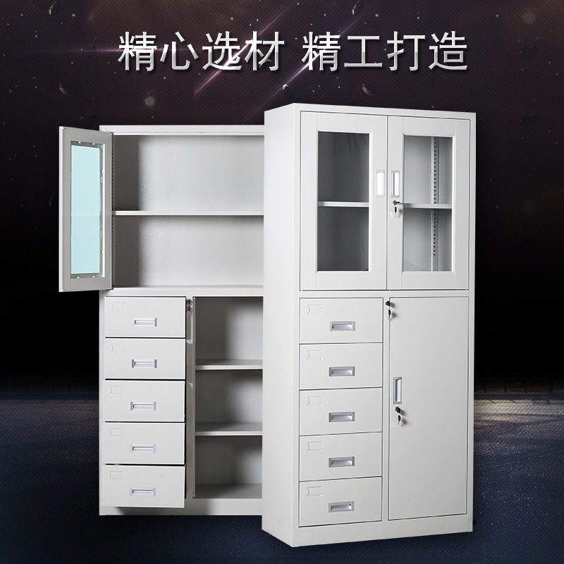 工厂直售冷轧钢文件柜钢制办公室铁皮柜对开双门多层文件柜子.无