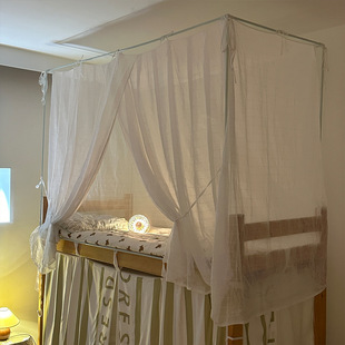 全棉学生蚊帐绑绳款纯色上下铺宿舍床幔遮光防尘单人蚊帐免支架