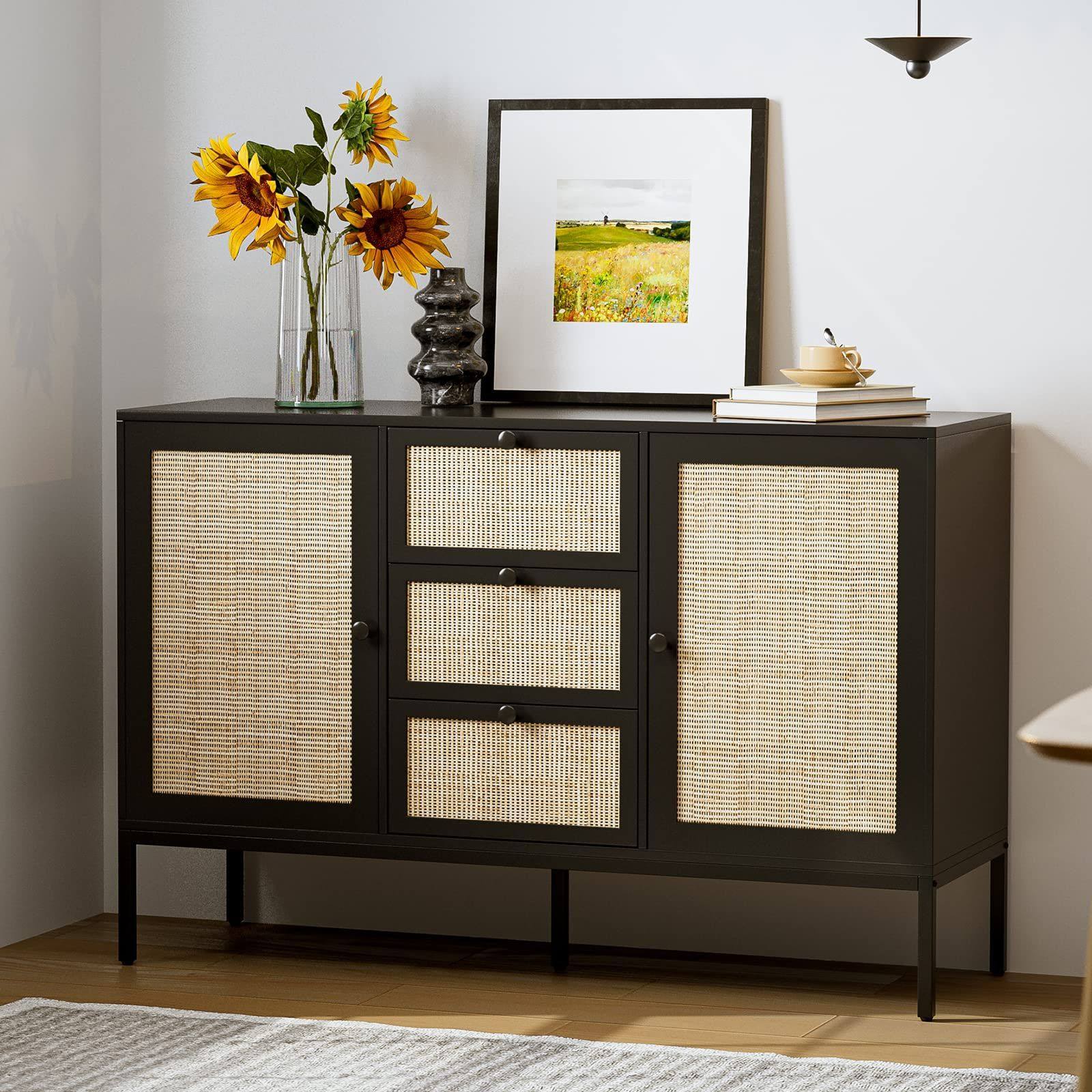 厂家直销 餐边柜 藤制餐边柜自助餐柜带 3 个抽屉和 2 个门,橡塑材料及制品,其他塑料制品,淘宝优惠券,粉丝福利购,淘宝优惠卷