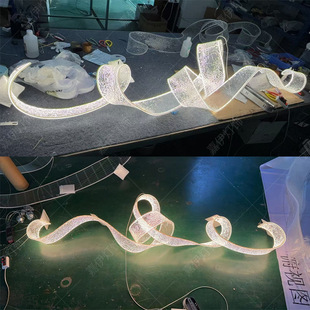 设计师极简飘带吊灯艺术简约餐厅长条波浪造型前台茶室亚克力吊灯