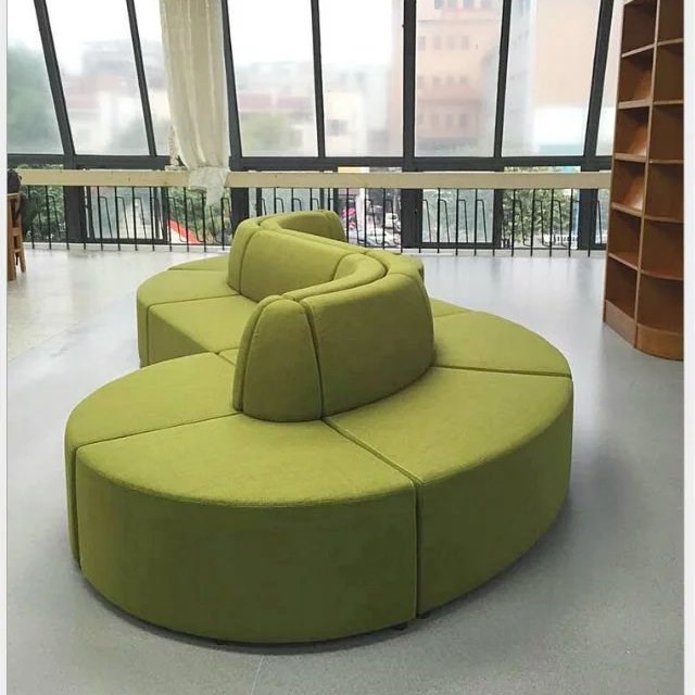幼儿园早教培训班机构家长休息等候区圆型弧形创意S形双面沙发