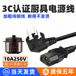 适用松下小熊摩飞华凌康巴赫韩派福库压力高压锅电源线三孔通用
