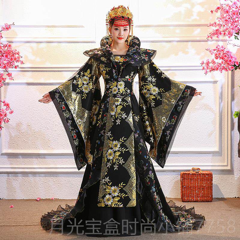 新款古装女贵妃拖尾古代大唐汉服装女款成人色皇后宫紫廷演出服衣