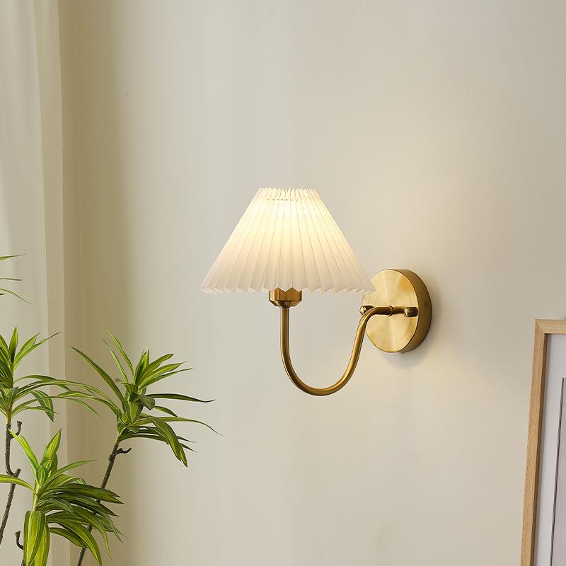 现代简约百褶壁灯客厅主灯卧室房间餐厅灯乡村风简约创意装饰灯具