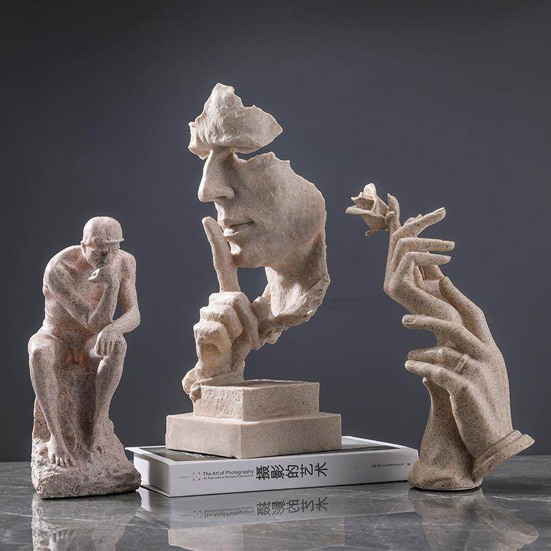 北欧简约家居摆件抽象客厅书房书柜装饰品办公室桌面沉默是金摆设,金属材料及制品,金属加工件/五金加工件,淘宝优惠券,粉丝福利购,淘宝优惠卷