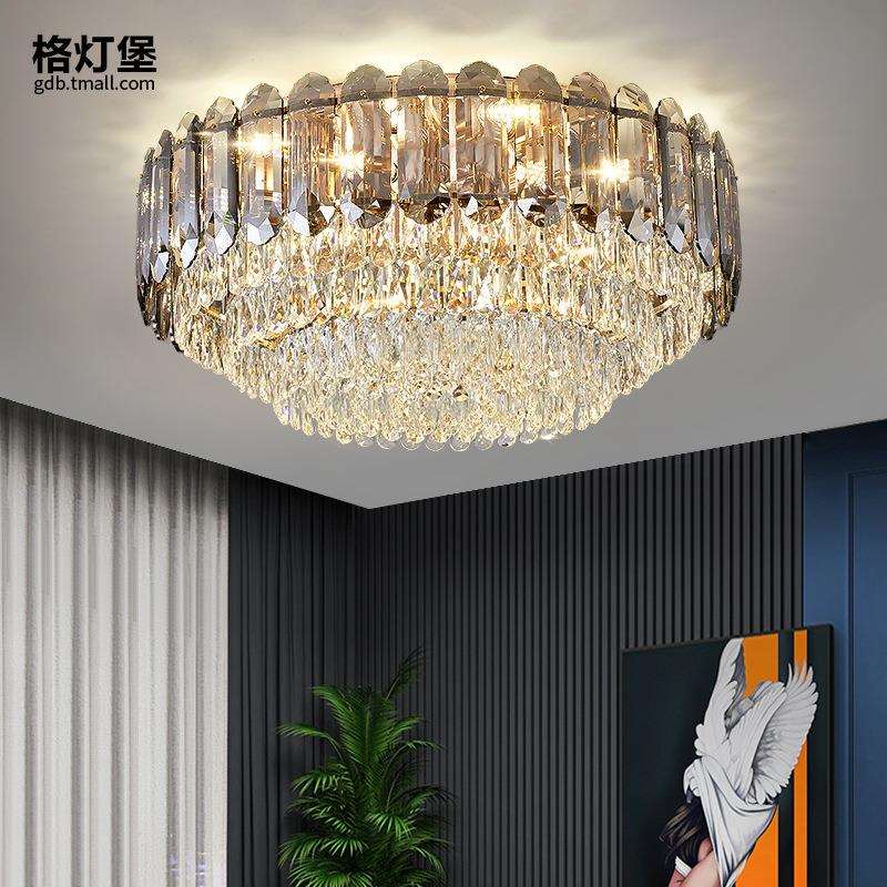 轻奢水晶灯卧室灯2024年新款主卧灯具现代简约客厅书房房间吸顶灯