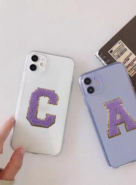 电脑绣花服装刺绣衣服贴紫色字母毛巾刺绣布贴辅料补丁贴英文字母