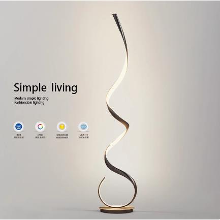 落地灯极简设计感北欧客厅沙发旁边网红墙角全光谱波浪氛围线条灯