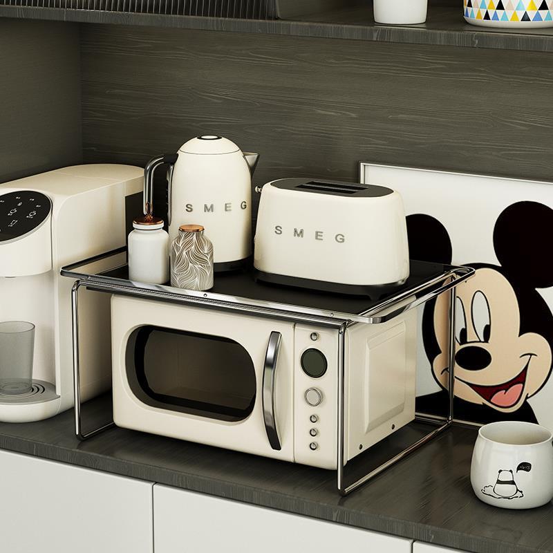 厨房微波炉置物架客厅台面双层巴慕达烤箱收纳支架子家用蒸箱架子