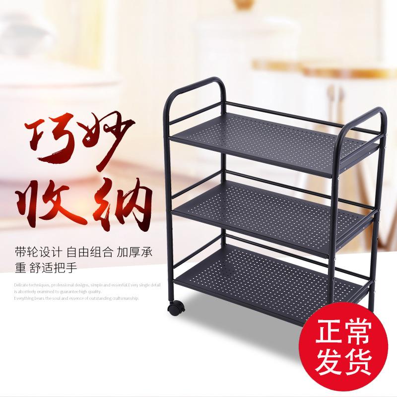 火锅店菜架厨房置物架不锈钢收纳架落地烤漆网格三层放菜架子带轮