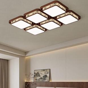 宋代美学客厅布艺吸顶灯茶室竹叶山水绘画顶灯卧室主灯新中式灯具