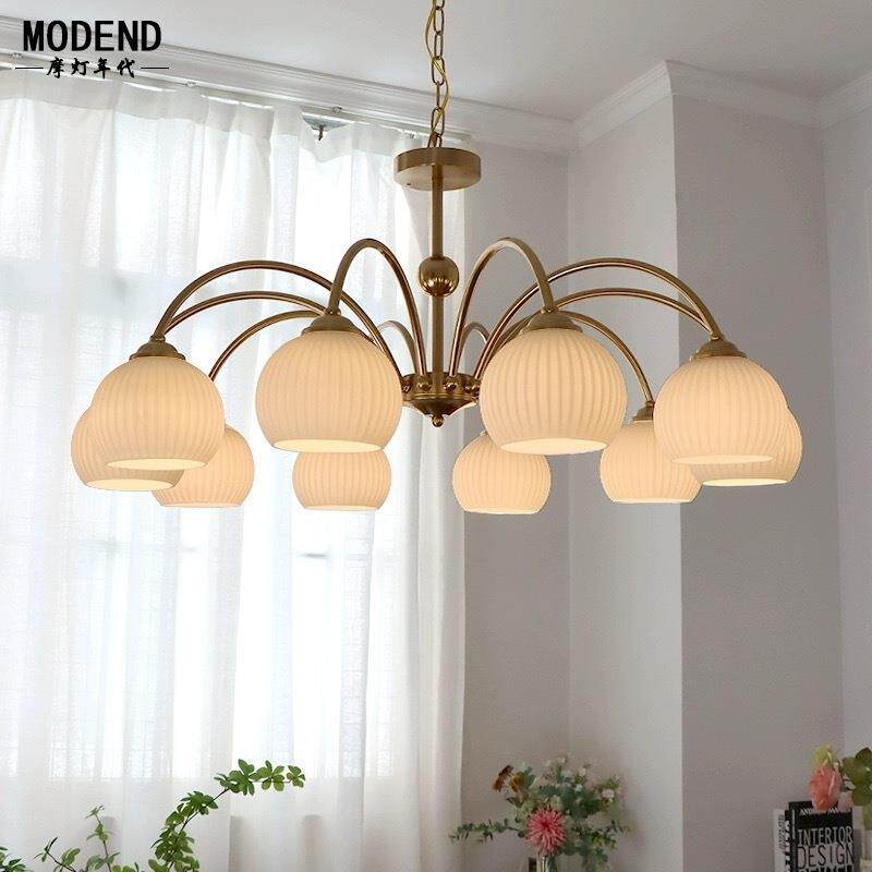 北欧客厅灯吊灯法式卧室吊灯现代简约轻奢风大厅主灯中古餐厅吊灯