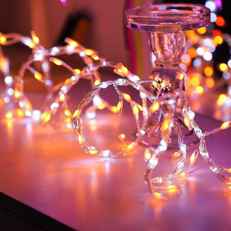 流水鞭炮灯led皮线灯串户外防水铜线灯庭院花园圣诞节流水瀑布灯