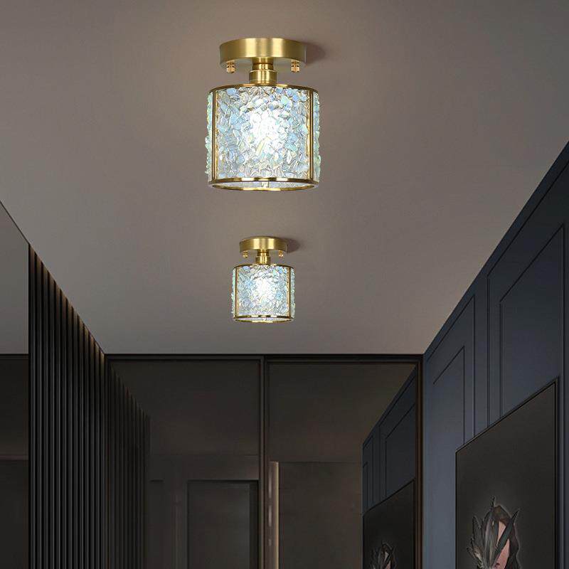 护眼过道灯全铜轻奢水晶阳台灯现代简约玄关走廊衣帽间入户吸顶灯