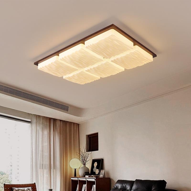 中古风客厅吸顶灯大厅主灯奶油复古胡桃木简约大气高级感卧室灯具