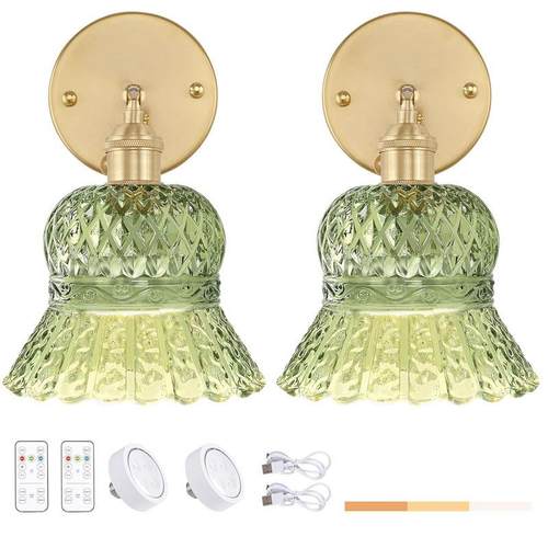 跨境RGB充电摇控灯泡壁灯卧室床头吧台阳台法式复古日式玻璃壁灯