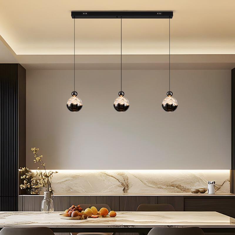 创意高级轻奢餐厅吊线灯长条吧台岛台现代极简奶油饭厅三头一字灯