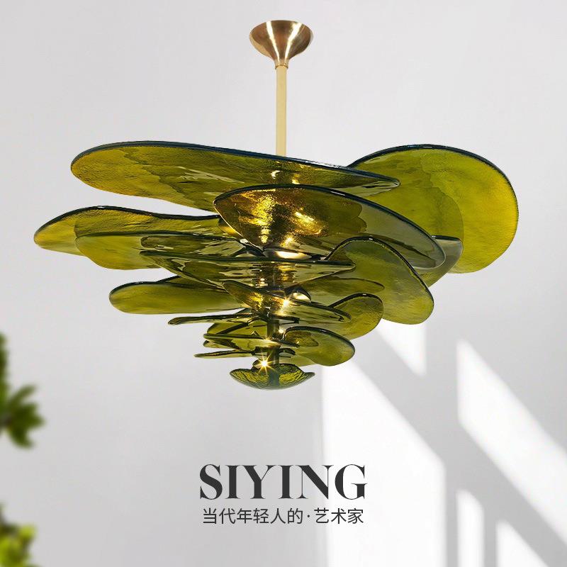 法式复古轻奢玻璃灯温馨玫瑰中古设计师客厅餐厅卧室艺术玻璃吊灯