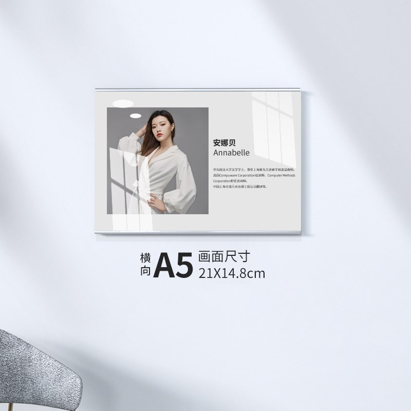 亚克力板a4纸展示牌a3挂墙广告牌个人简介展示贴文件卡槽产品介绍