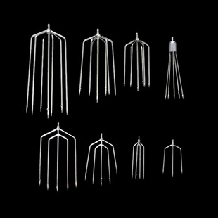 鱼叉锰钢超硬不锈钢小号头倒刺插鱼器飞叉头捕鱼钢叉老式灯笼渔叉