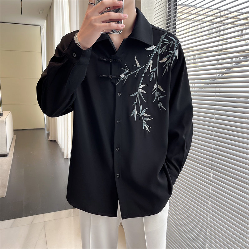 新中式国风长袖衬衫男士