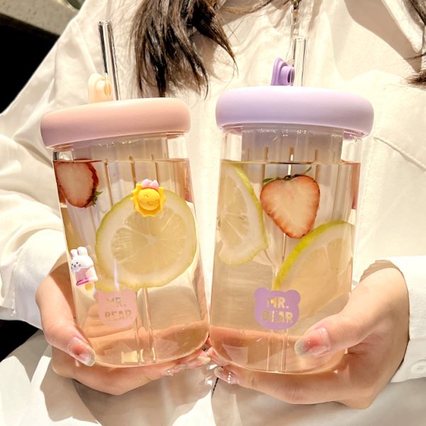 玻璃吸管杯耐高温高级花果茶茶水分离轻奢防漏泡感生办公水杯子女