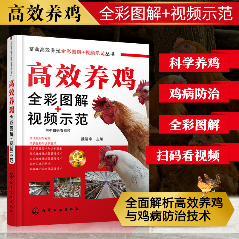 畜禽高效养殖全彩图解 视频示范丛书 高效养鸡全彩图解 视频示范 科学高效养鸡 养鸡技术 养鸡b备书籍 兽医 饲养管理人员应用书籍