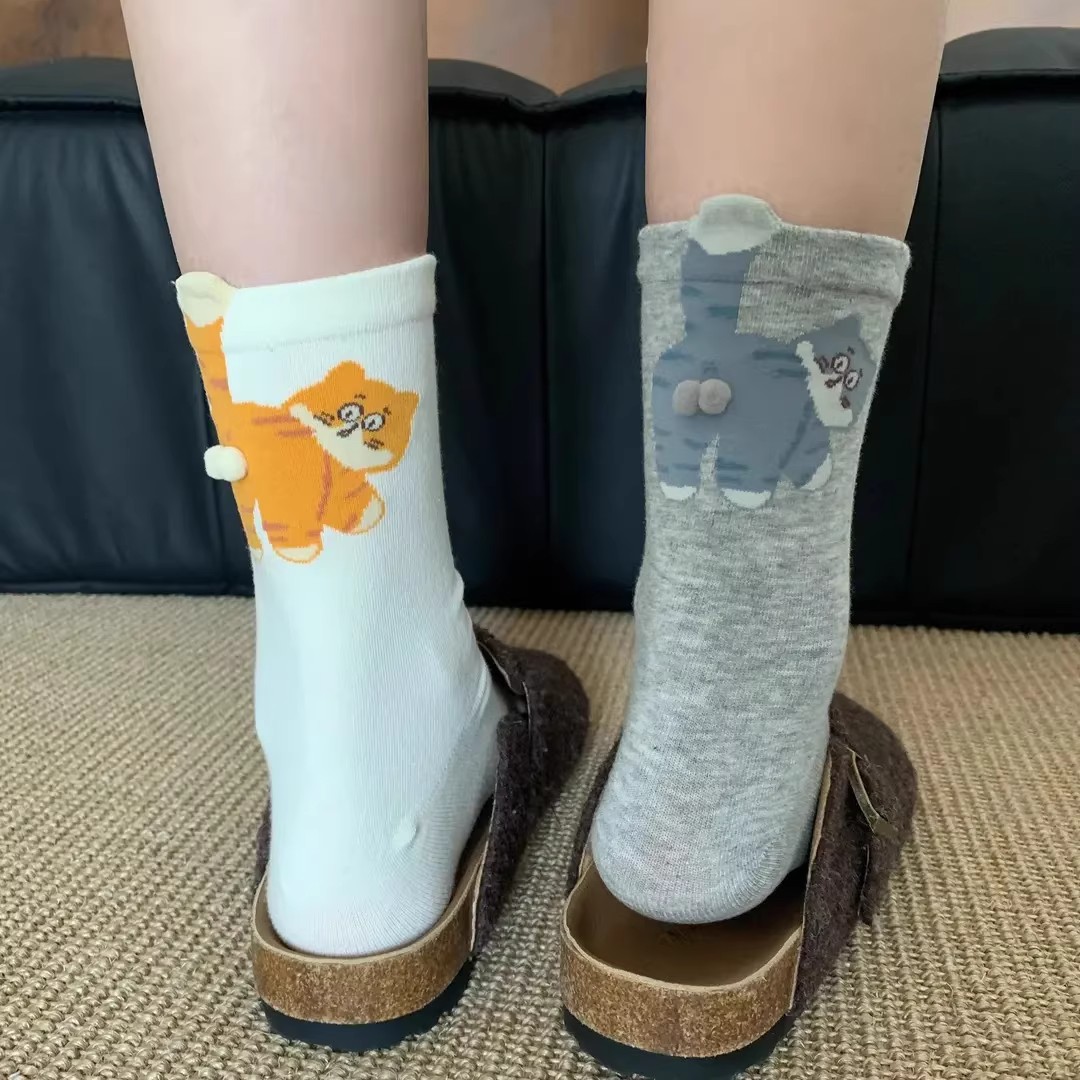 【下单立减50】2025新款猫咪蛋蛋袜子女夏季可爱薄款卡通搞怪XJ