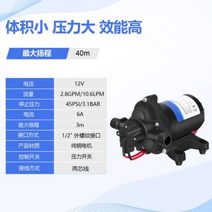 10.6升游艇船用水泵12V房车隔膜泵净水器增压泵24V自吸供水泵