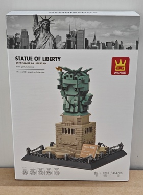 万格建筑3210美国纽约Q版自由女神像小颗粒414pcs拼装积木玩具