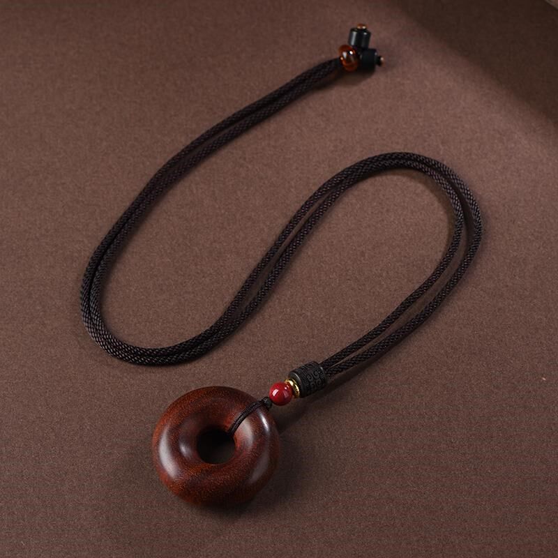 精选印度小叶紫檀木平安扣吊坠男女款檀香木挂件情侣本命年护身符