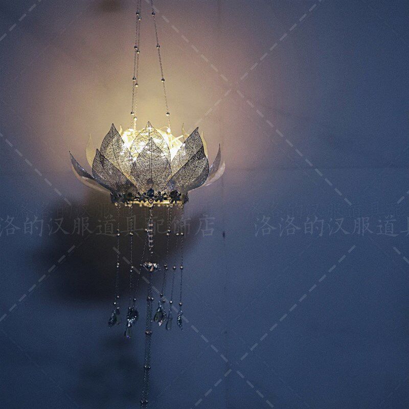 古风手持莲花灯汉服手提宫灯走秀拍照道具华裳九州佛供荷花灯LED