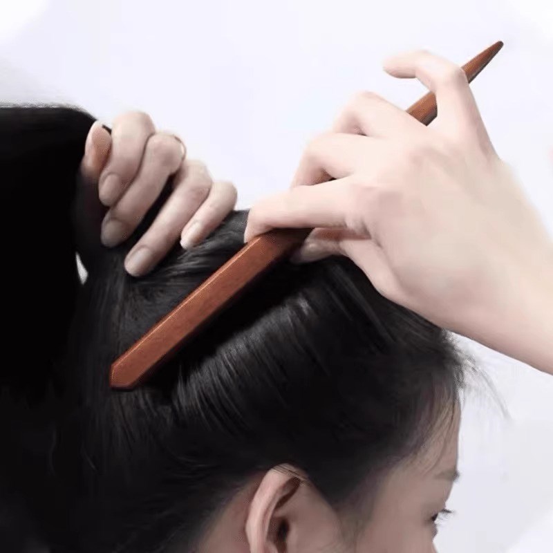 猪鬃毛窄齿梳子蓬松头发高颅顶三排齿打毛美发头包脸发缝盘发专用