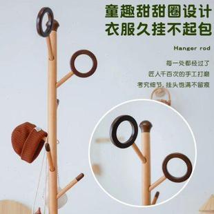 实木儿童挂衣架落地卧室家用衣帽架宝宝移动简易小尺寸室内置衣架
