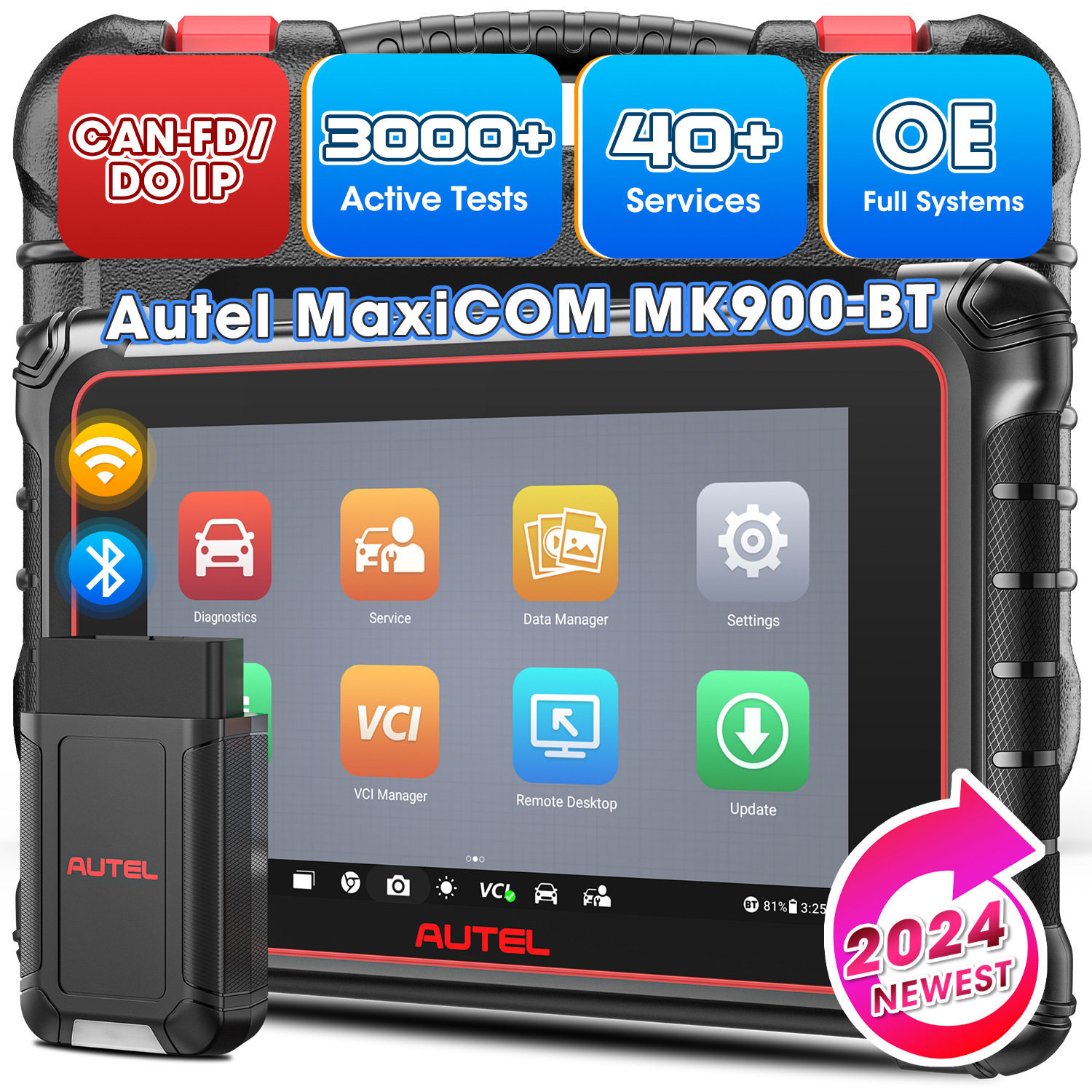 道通AUTEL MK900BT汽车全系统诊断仪ECU编码示波器检测全系统扫描