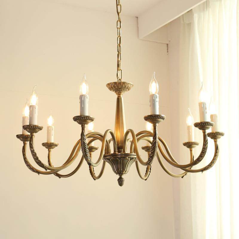 古铜美式简约卧室吊灯复古蜡烛灯 别墅餐厅书房客厅吊灯中古风,鲜花速递/花卉仿真/绿植园艺,割草机/草坪机,淘宝优惠券,粉丝福利购,淘宝优惠卷