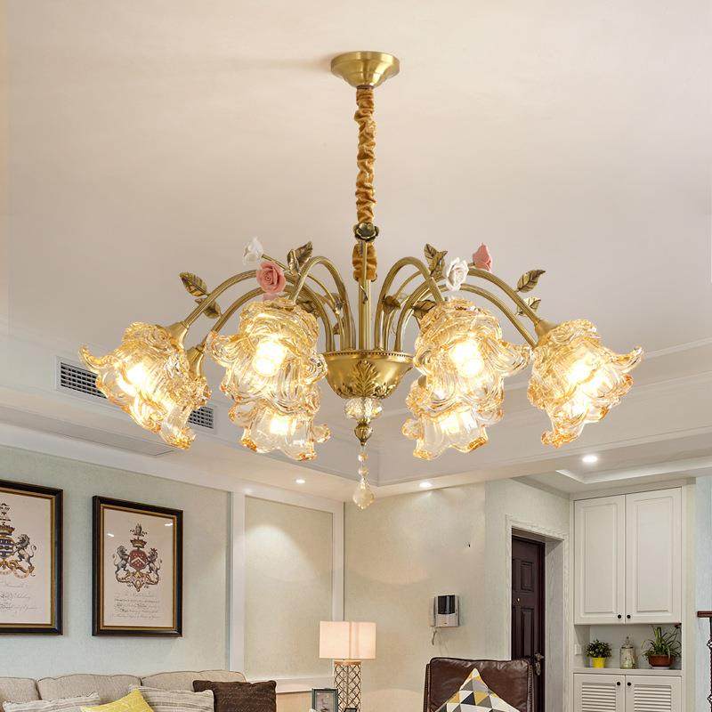 2025新款法式田园风客厅吊灯复古浪漫陶瓷花高级感餐厅卧室全铜灯,鲜花速递/花卉仿真/绿植园艺,割草机/草坪机,淘宝优惠券,粉丝福利购,淘宝优惠卷