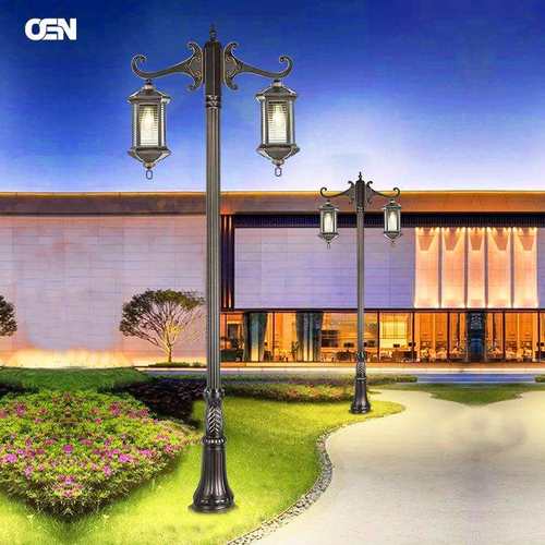 户外简约庭院灯双头室外防水草坪灯景观灯小区别墅家用花园高杆灯