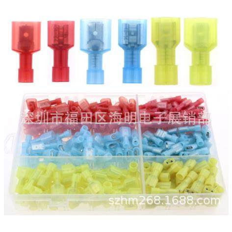 180pcs 22-16 16-14 12-10尼龙全绝缘公母快速接头绝缘压接接线柱