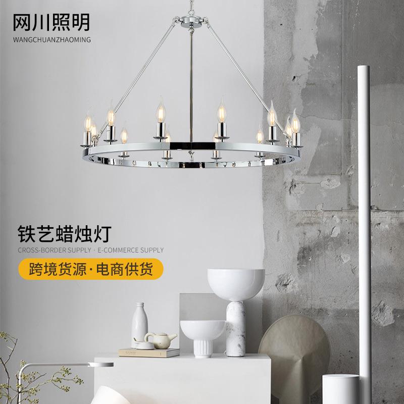 跨境工业复古美式吊灯loft工业风酒吧餐厅客厅灯蜡烛铁艺灯具